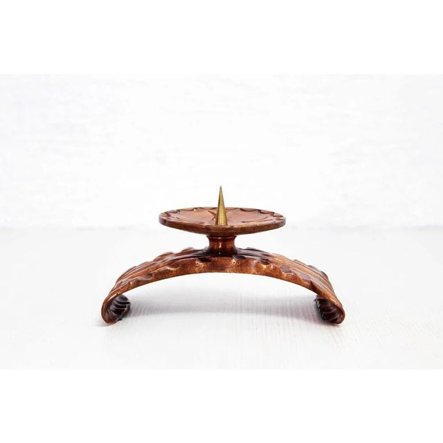 Brutalist Copper & Bronze Candle Holder, 1950s For Sale - Image 9 of 12