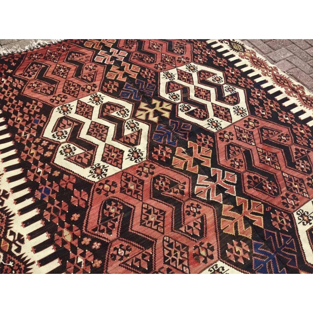 Textile Oversized Vintage Turkish Kilim Rug - 75" X 154" For Sale - Image 7 of 11