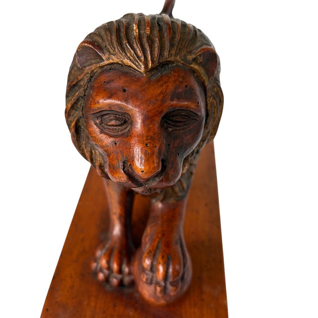 Wood Late 19th Century Hand-Carved Wood Lion Sculpture For Sale - Image 7 of 18