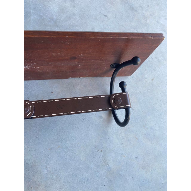 Jacques Adnet-Style Faux Leather Wall Shelf, Hand-Crafted Vintage For Sale - Image 9 of 15