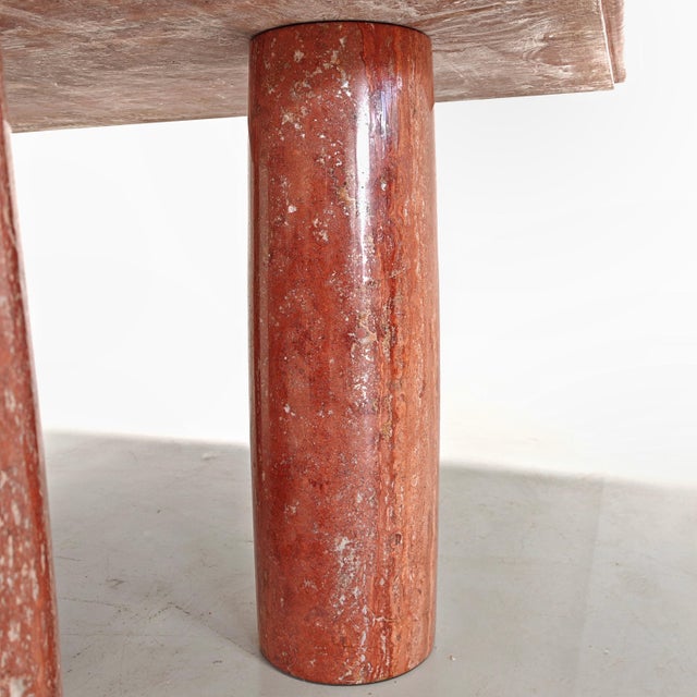 Square Model Colonnato Table in Red Travertine Marble by Mario Bellini for Cassina, 1970s For Sale - Image 9 of 18