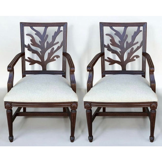 Transitional 1980s Faux Tortoise Bergere Chairs W/ Coral Form Backs & Carved Shells - Grotto Inspired Pair For Sale - Image 3 of 9