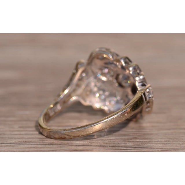 Metal The Adelaide: Antique Cocktail Ring with Diamonds For Sale - Image 7 of 11