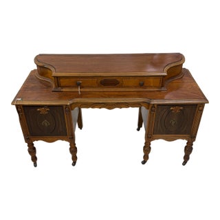 Antique 1920s Wooden Vanity Dressing Table Made of Walnut For Sale