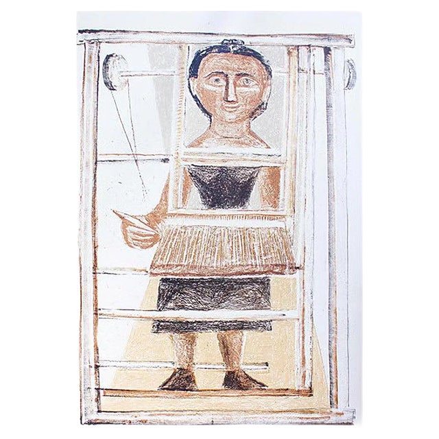 The Weaver - Original Lithograph by Massimo Campigli - 1952 1952 For Sale