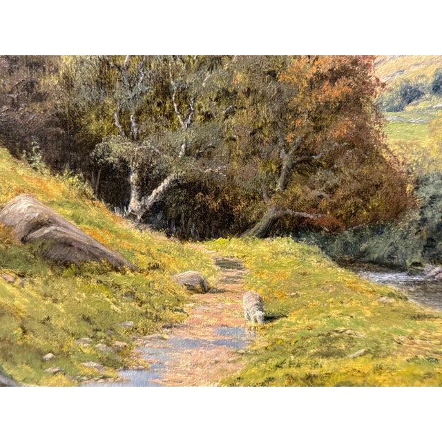 Sheep by River in Mountains of Lake District England - Original Oil on Canvas 1990 Circa For Sale - Image 12 of 18