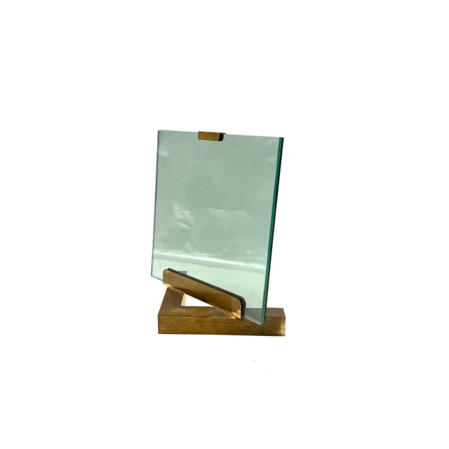 Hollywood Regency Glass and Brass Picture Frame, Italy, 1970s For Sale - Image 4 of 16