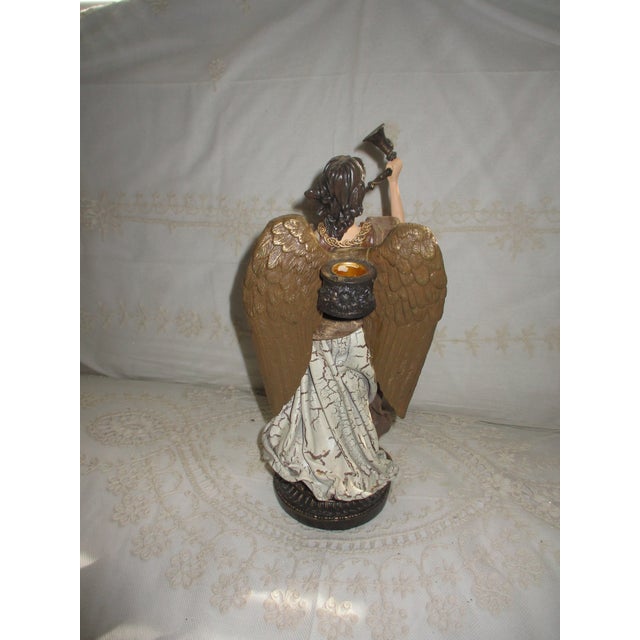 Vintage Golden & White Ornate Angel Blowing Horn Candle Holder 14" For Sale In Columbia, SC - Image 6 of 11
