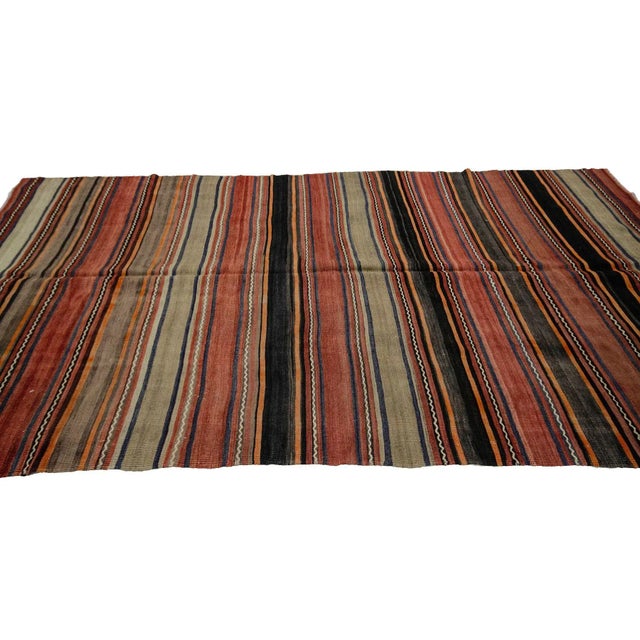 Striped Wool Vintage Kilim Rug- 5′4″ × 10′4″ For Sale - Image 4 of 7