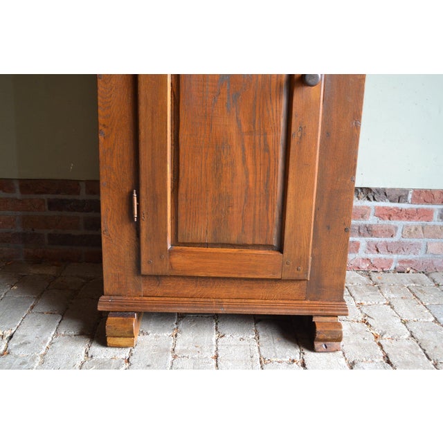 Antique Oak Wooden Spinde Cabinet For Sale - Image 4 of 10