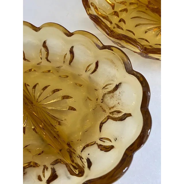 Gold Vintage Anchor Hocking Fairfield Amber Serving Bowls For Sale - Image 8 of 9