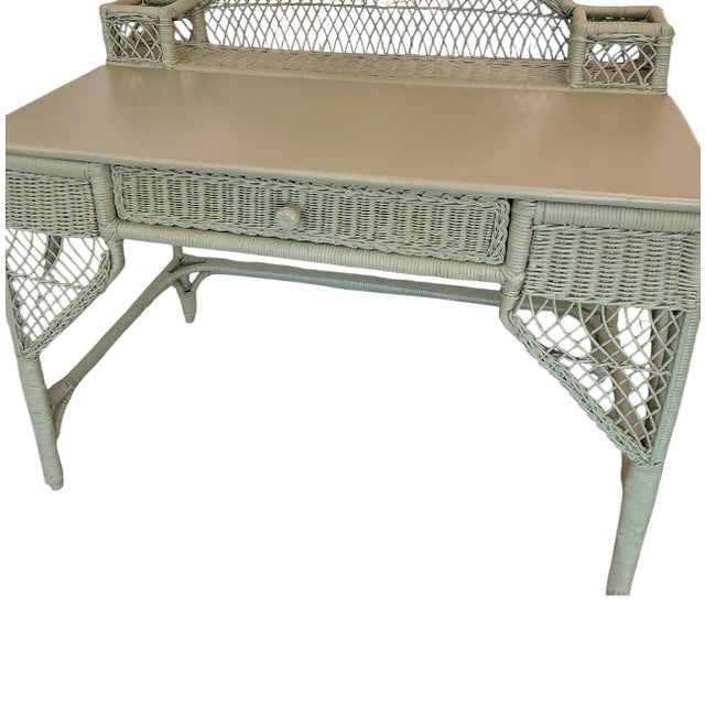 Vintage Woven Rattan Desk For Sale - Image 10 of 11
