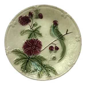 C.1890 Majolica Paradise Bird and Flowers Salins