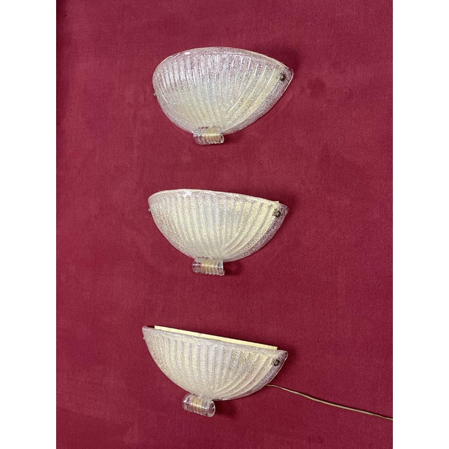 Mid-Century Murano Glass Wall Lamps, 1960s, Set of 3 For Sale - Image 4 of 18