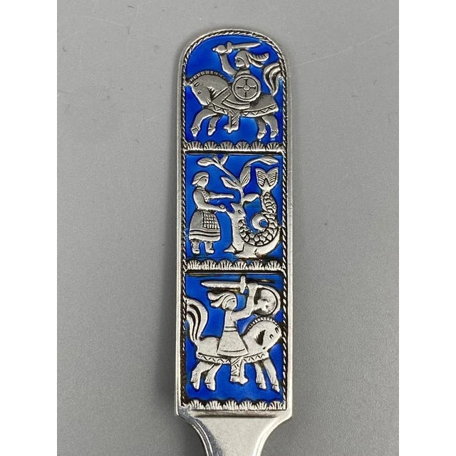 Mid-Century Modern Mid-Century Collectors Spoon in Sterling Silver with Enamel Work by David Anderson, Norway For Sale - Image 3 of 10