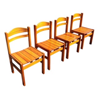 Pine Dining Chairs, 1970s, Set of 4 For Sale