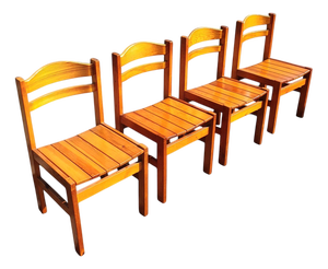 Pine Dining Chairs, 1970s, Set of 4