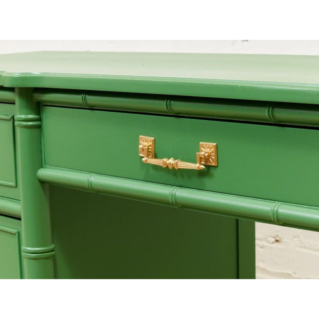 Mid 20th Century Emerald Faux Bamboo Desk For Sale - Image 11 of 11