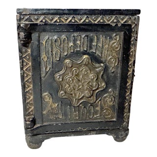Rare Mistake Antique 1888 Cast Iron Security Safe Deposit Lockable Still Bank For Sale