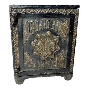Rare Mistake Antique 1888 Cast Iron Security Safe Deposit Lockable Still Bank