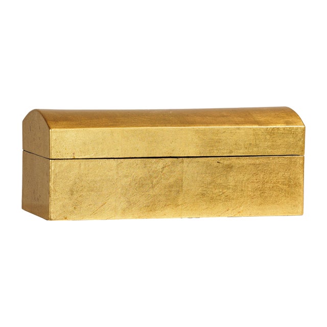 Gold Gilt Wooden Decorative Treasure Box with Gently Arched Lid For Sale - Image 14 of 18