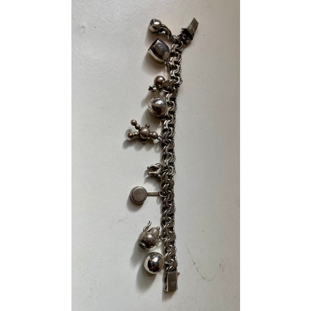 Mid-Century Danish Silver Charm Bracelet with 10 Charms, 1950s For Sale - Image 3 of 9