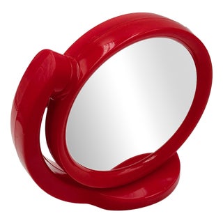 Space Age Red Rotating Vanity Mirror, 1970s For Sale