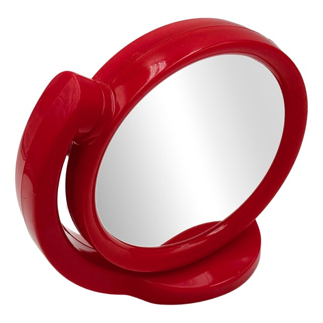 Space Age Red Rotating Vanity Mirror, 1970s For Sale