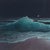 Out Of The Blue by Mark Harrison | Oil on canvas Ocean waves at night with a distant light. For Sale - Image 4 of 5