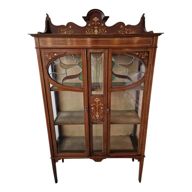 Art Nouveau Display Case in Mahogany For Sale