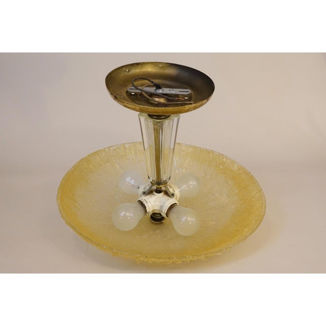 Art Deco Thick Slag Glass Lalique Style Saucer Light Hanging Ceiling Lamp 1930's For Sale - Image 11 of 13