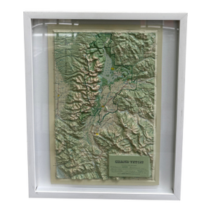 Vintage Grand Teton Wyoming Hubbard Scientific Map Raised Relief Framed