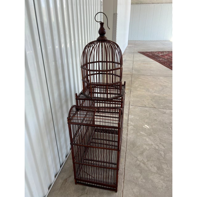 Wood Vintage Mid 20th Century Wooden Birdcage For Sale - Image 7 of 9
