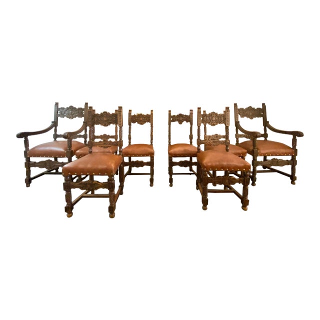 French Renaissance Revival Dining Chairs- Set of 8 For Sale