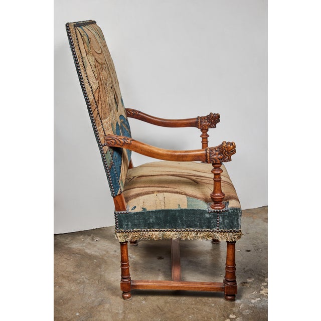 Antique, Tapestry Covered French Armchairs - A Pair For Sale In Los Angeles - Image 6 of 12