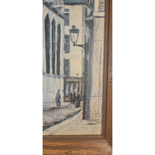 Mid-Century Modern Licensed Mid-Century Lithograph Print on Canvas of the Church of Saint-Séverin by 20th Century Artist Maurice Utrillo V. For Sale - Image 3 of 18