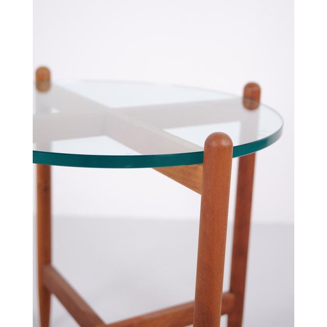 Swedish Cherrywood Side Table with Round Glass Top, 1960s For Sale - Image 4 of 10