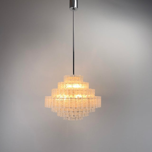 Brutalist Chandelier with 167 Frosted Glass Tubes by Doria-Leuchten, Germany, 1970s For Sale - Image 6 of 13