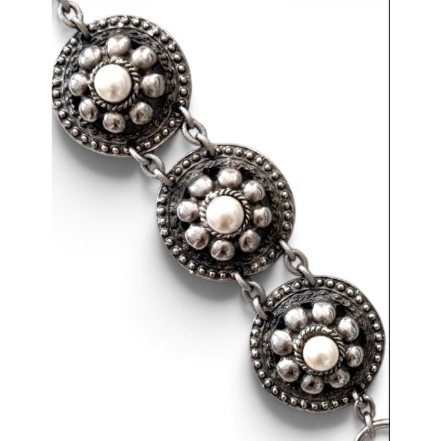 Vintage French Floral Medallion Bracelet, Attributed to Chanel, Acquired in Paris For Sale - Image 11 of 13