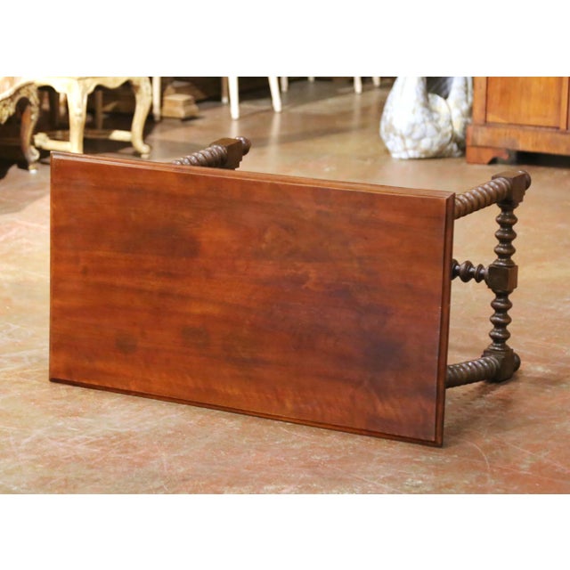 19th Century Spanish Baroque Walnut Console Table Desk With Single-Plank Top For Sale - Image 9 of 9