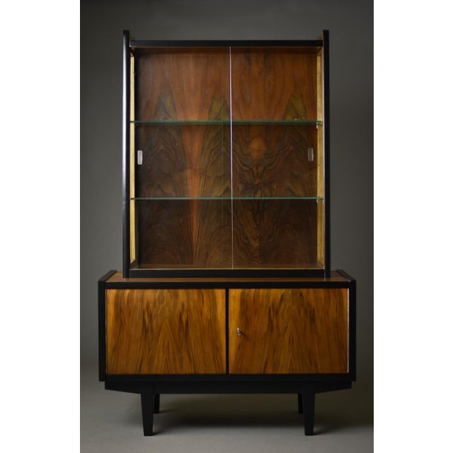 Mid-Century Modern Walnut Showcase Cabinet by R. T. Halas, Poland, 1960s For Sale - Image 11 of 11
