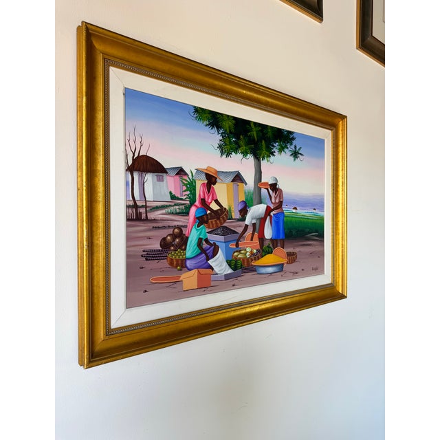Vintage E. Constant Haitian Market by the Bay Oil on Canvas Painting For Sale - Image 11 of 12