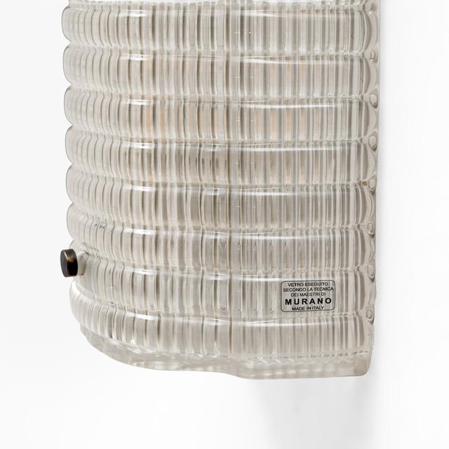 Metal Murano Glass Wall Sconces with Ribbed Texture, 2000, Set of 2 For Sale - Image 7 of 10