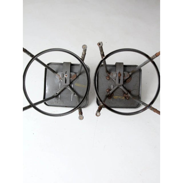 Mid Century Industrial Stools Pair For Sale - Image 9 of 13