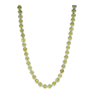 Sterling Silver Green Peridot Birthstone Tennis Necklace for Womens