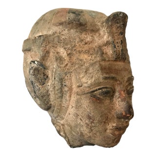 Antique Egyptian Bust in Antique Polychrome Colors For Sale