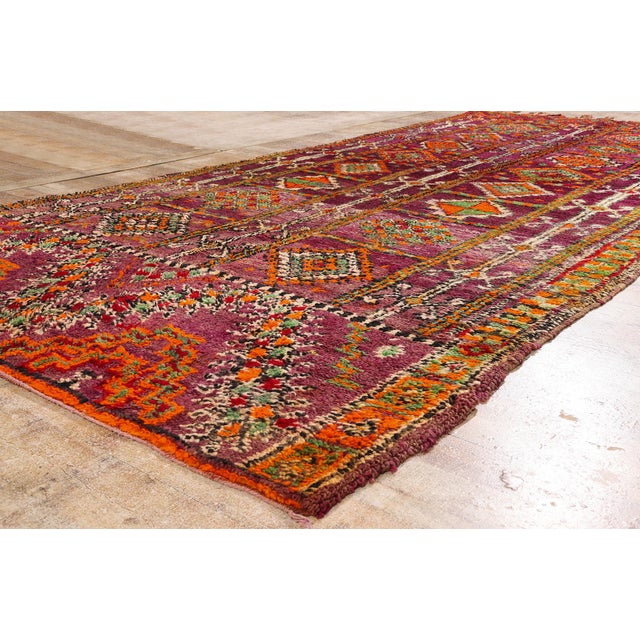 Burgundy Vintage Beni M'Guild Moroccan Rug, 05'07 X 11'09 For Sale - Image 8 of 10