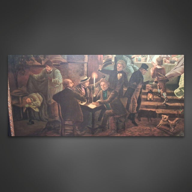 Black After Christian Eduard Boettcher, Summer Night on the Rhine, 1950s, Oil Painting on Canvas, Framed For Sale - Image 8 of 10