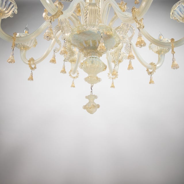 Large 8-Arm Ca’ Rezzonico Style Gold-Infused Opaline Murano Chandelier in the Manner of Giuseppe Briati For Sale - Image 9 of 18