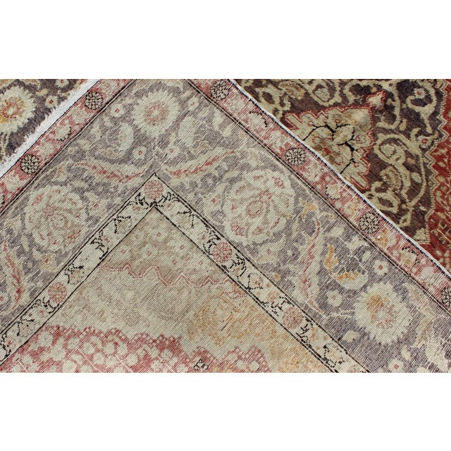 Antique Turkish Oushak Rug in Deep Rose and Charcoal With Ivory Medallion 4′4″ × 7′2″ For Sale In Atlanta - Image 6 of 7
